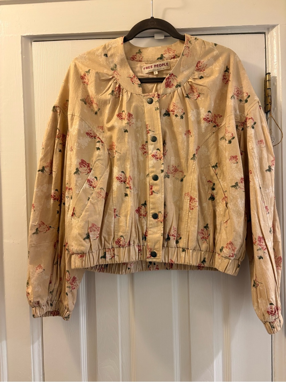 Free People Rory Floral Snap-Front Bomber Jacket - Picture 1 of 4